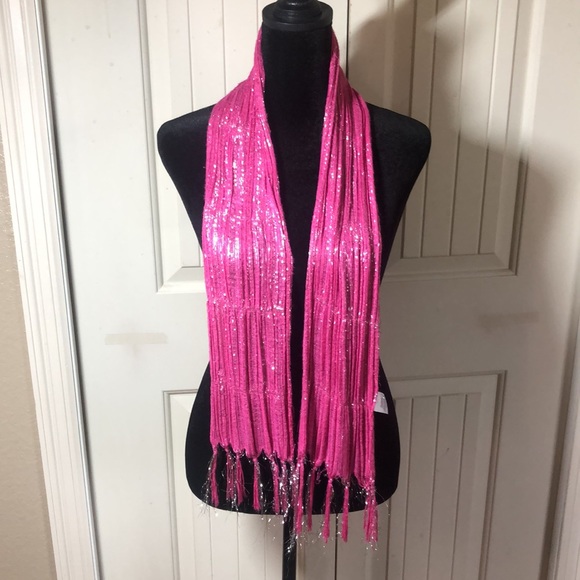 1 hot pink scarf! Very thin! Sliver and pink! - Picture 5 of 5